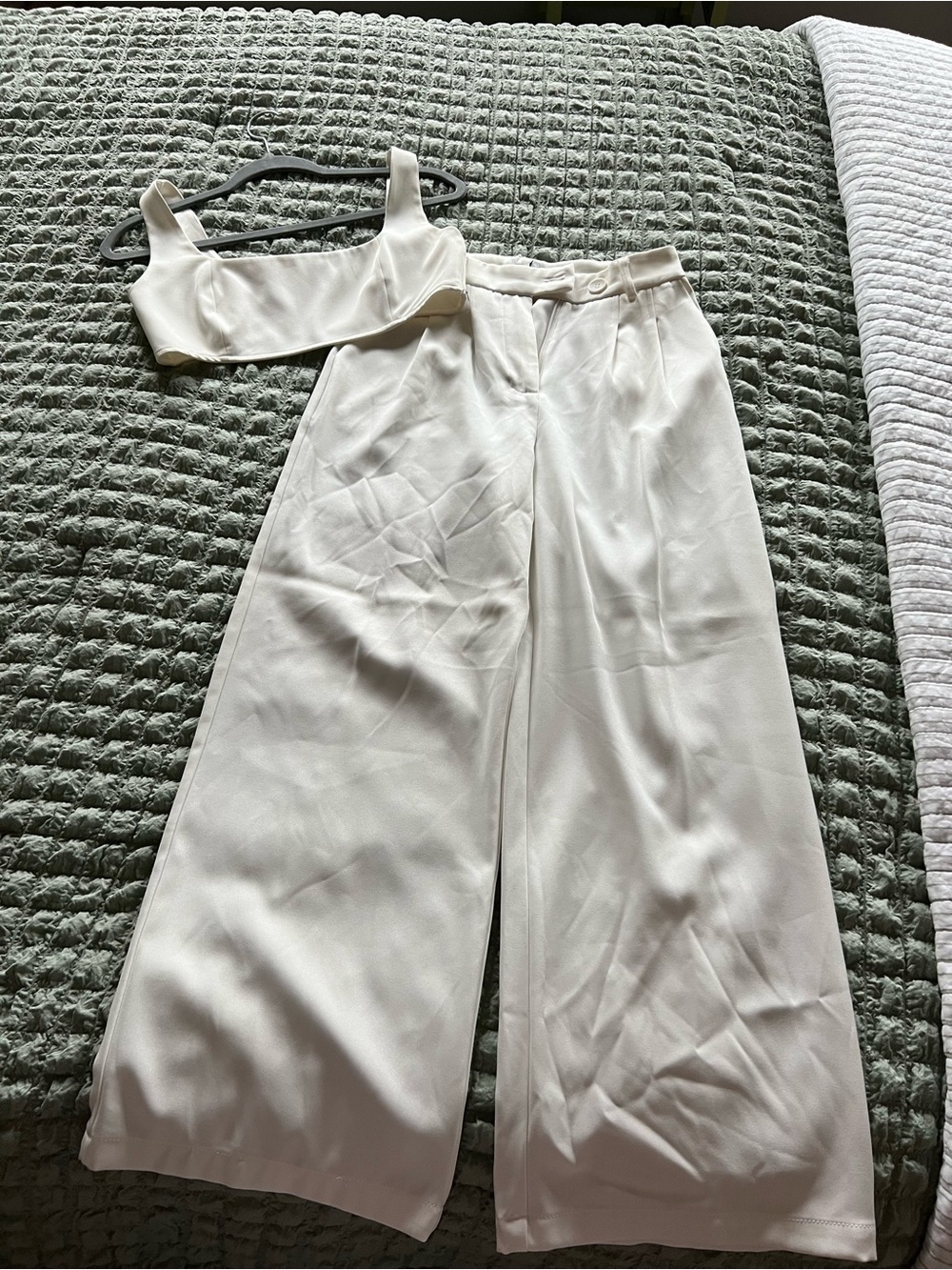 Princess Polly Cream High-Waist Wide-Leg Pants
